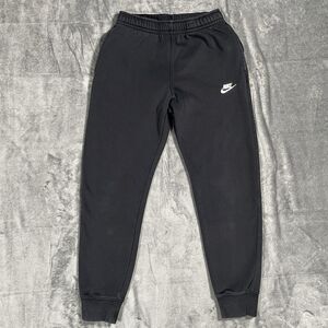 Nike Fleece Jogger Pants Mens S Black Elastic Waist Drawstring Pockets Ribbed